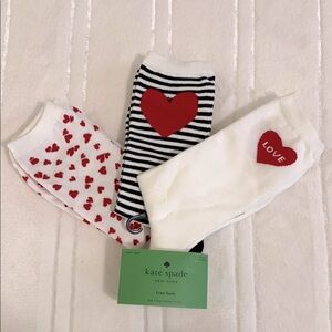 Kate Spade NY True Love Hearts Crew Socks 3 pairs One Size